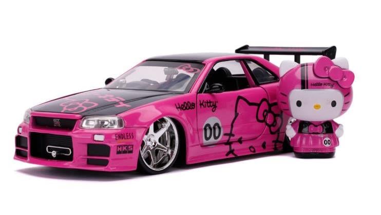 Hello Kitty 2002 Nissan Skyline GT-R (R34) 1/24 Scale Die-Cast Vehicle & Figure Gallery Image 3