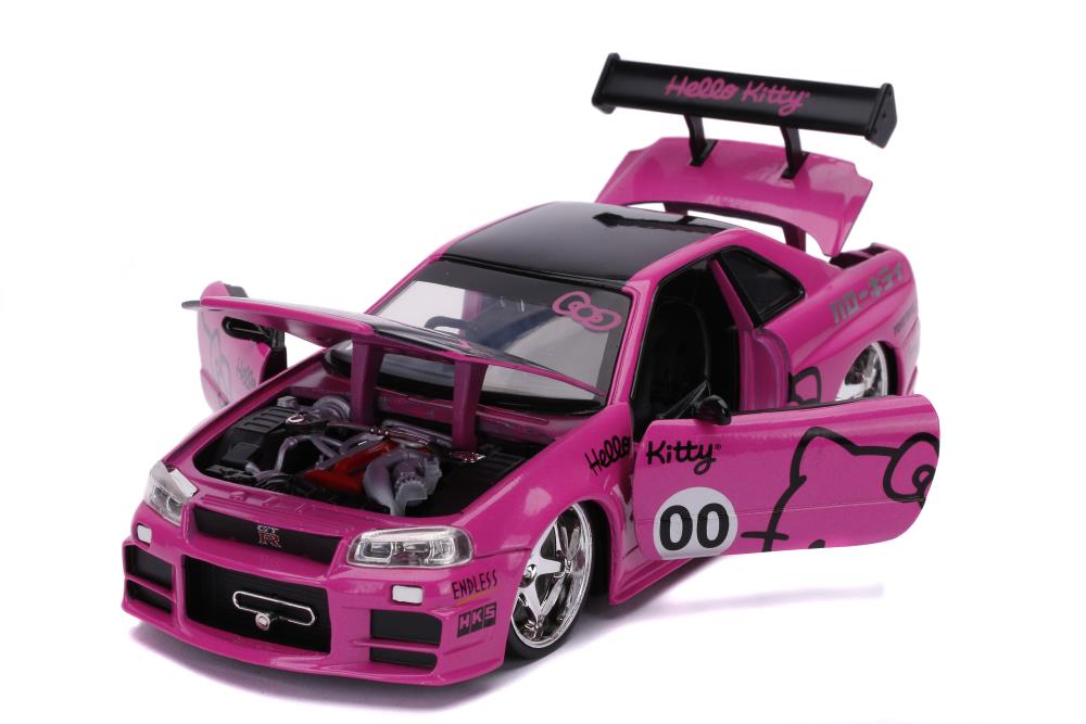 Hello Kitty 2002 Nissan Skyline GT-R (R34) 1/24 Scale Die-Cast Vehicle & Figure Gallery Image 8