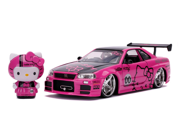 Hello Kitty 2002 Nissan Skyline GT-R (R34) 1/24 Scale Die-Cast Vehicle & Figure Gallery Image 1
