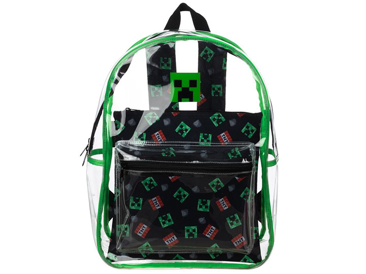 Minecraft Creeper Clear Backpack w/ Removeable Pouch Gallery Image 1