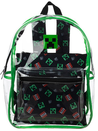 Minecraft Creeper Clear Backpack w/ Removeable Pouch Gallery Image 2