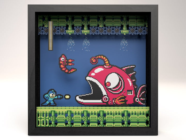Mega Man 2 Lantern Fish Pixel Frame (9x9) Gallery Image 1