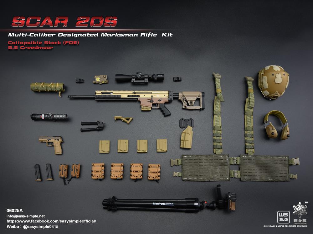 SCAR 20S Multi-Caliber Designated Marksman Collapsible Stock (FDE) Rifle 1/6 Scale Accessory Set A Gallery Image 3