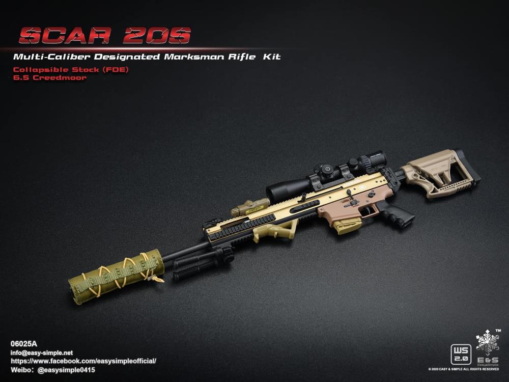 SCAR 20S Multi-Caliber Designated Marksman Collapsible Stock (FDE) Rifle 1/6 Scale Accessory Set A Gallery Image 7