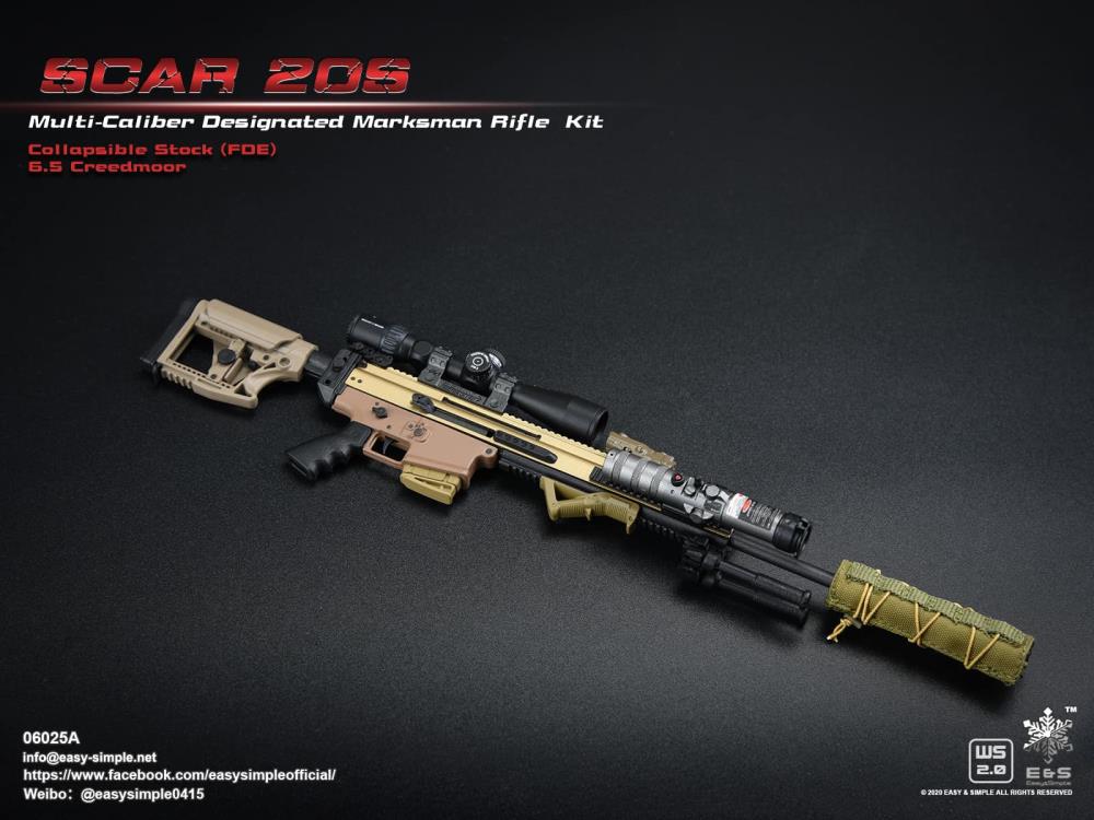 SCAR 20S Multi-Caliber Designated Marksman Collapsible Stock (FDE) Rifle 1/6 Scale Accessory Set A Gallery Image 6