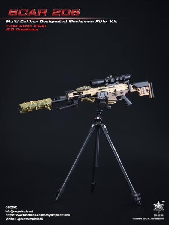 SCAR 20S Multi-Caliber Designated Marksman Fixed Stock (FDE) Creedmoor Rifle 1/6 Scale Accessory Set C Gallery Image 4