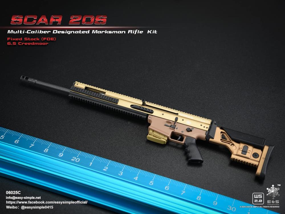 SCAR 20S Multi-Caliber Designated Marksman Fixed Stock (FDE) Creedmoor Rifle 1/6 Scale Accessory Set C Gallery Image 8