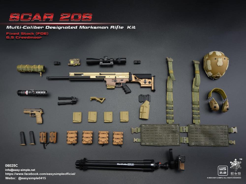 SCAR 20S Multi-Caliber Designated Marksman Fixed Stock (FDE) Creedmoor Rifle 1/6 Scale Accessory Set C Gallery Image 3