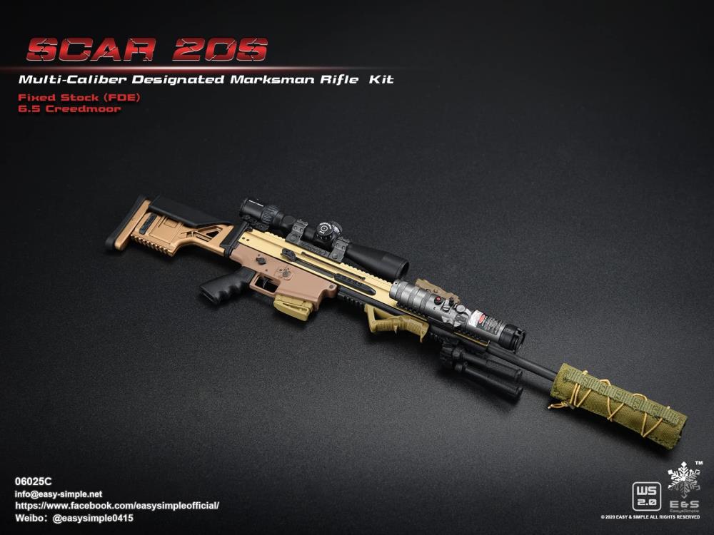 SCAR 20S Multi-Caliber Designated Marksman Fixed Stock (FDE) Creedmoor Rifle 1/6 Scale Accessory Set C Gallery Image 7