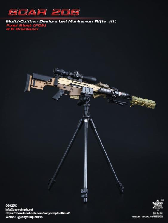SCAR 20S Multi-Caliber Designated Marksman Fixed Stock (FDE) Creedmoor Rifle 1/6 Scale Accessory Set C Gallery Image 5