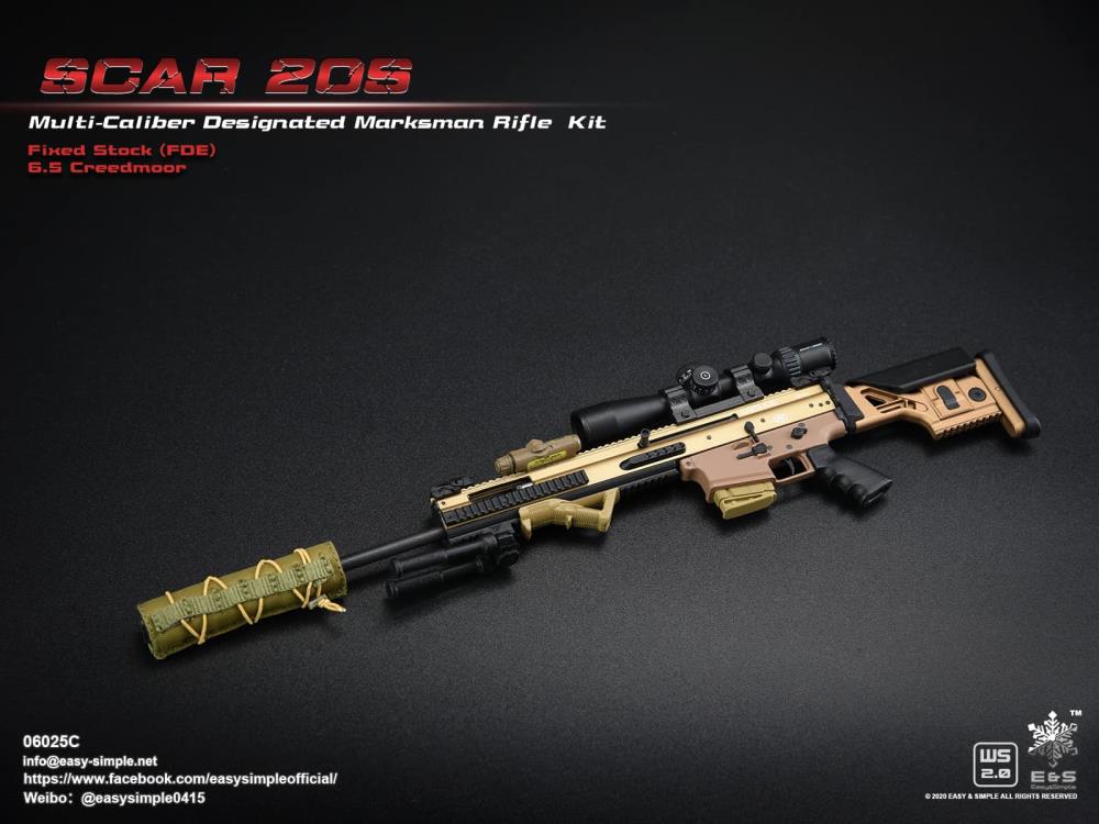SCAR 20S Multi-Caliber Designated Marksman Fixed Stock (FDE) Creedmoor Rifle 1/6 Scale Accessory Set C Gallery Image 6