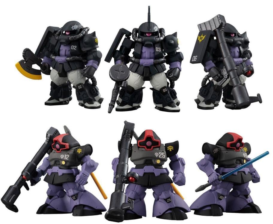 Gundam FW Gundam Converge #9 Black Tri-Stars Zaku II High Mobility Type & Dom Set of 6 Figures Gallery Image 3