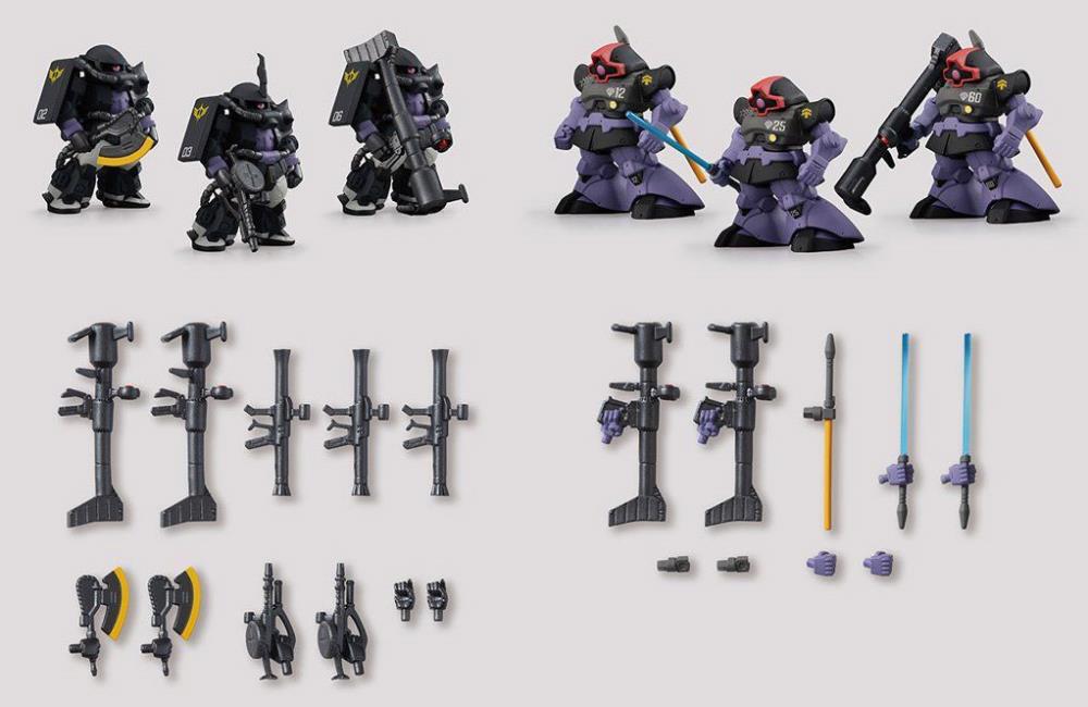Gundam FW Gundam Converge #9 Black Tri-Stars Zaku II High Mobility Type & Dom Set of 6 Figures Gallery Image 10