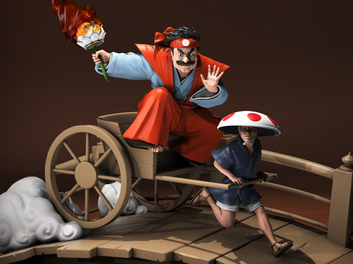 Ukiyo-E Rickshaw Kart: Mushroom Shogun Limited Edition Statue Gallery Image 1