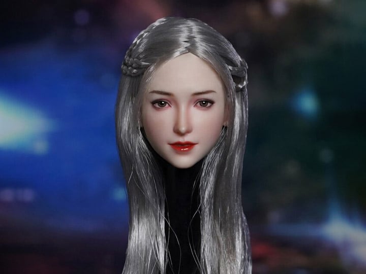 Asian 1/6 Scale Female Head Sculpt (Silver Hair) Gallery Image 1