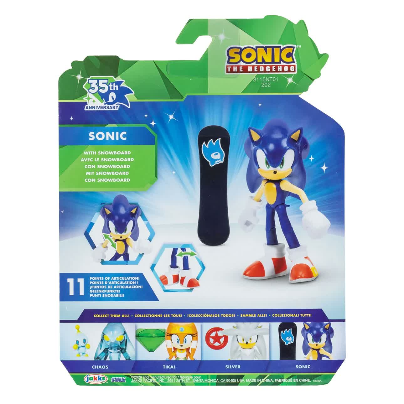 Sonic the Hedgehog 35th Anniversary Sonic with Snowboard 4-Inch Scale Action Figure Gallery Image 9