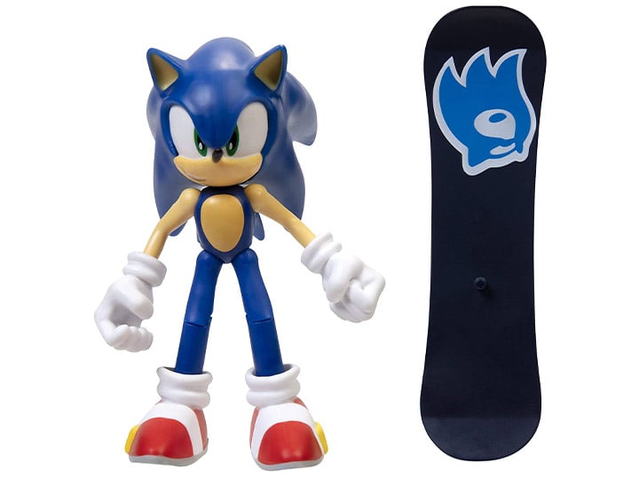 Sonic the Hedgehog 35th Anniversary Sonic with Snowboard 4-Inch Scale Action Figure Gallery Image 1