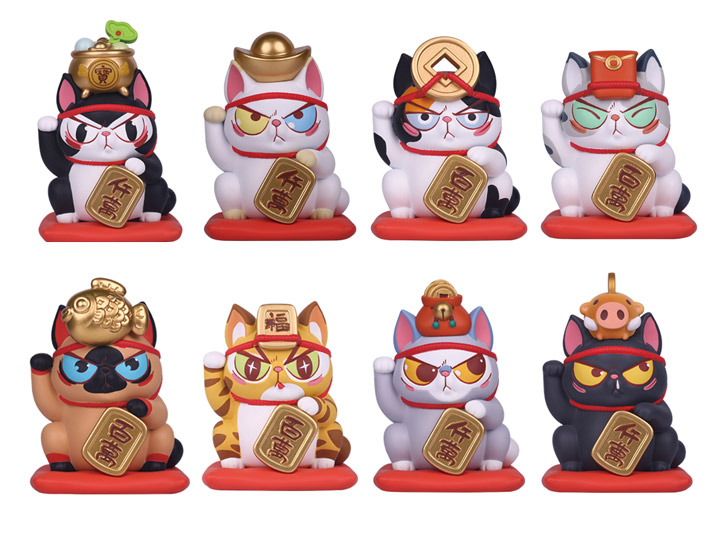 Lucky Fortune Cat Food on Head Series Box of 8 Figures Gallery Image 1