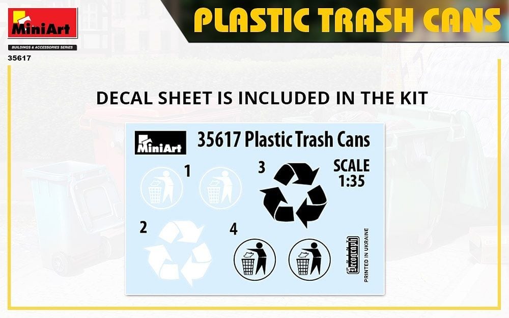 Buildings & Accessories Series Plastic Trash Can Model Kit Set Gallery Image 6