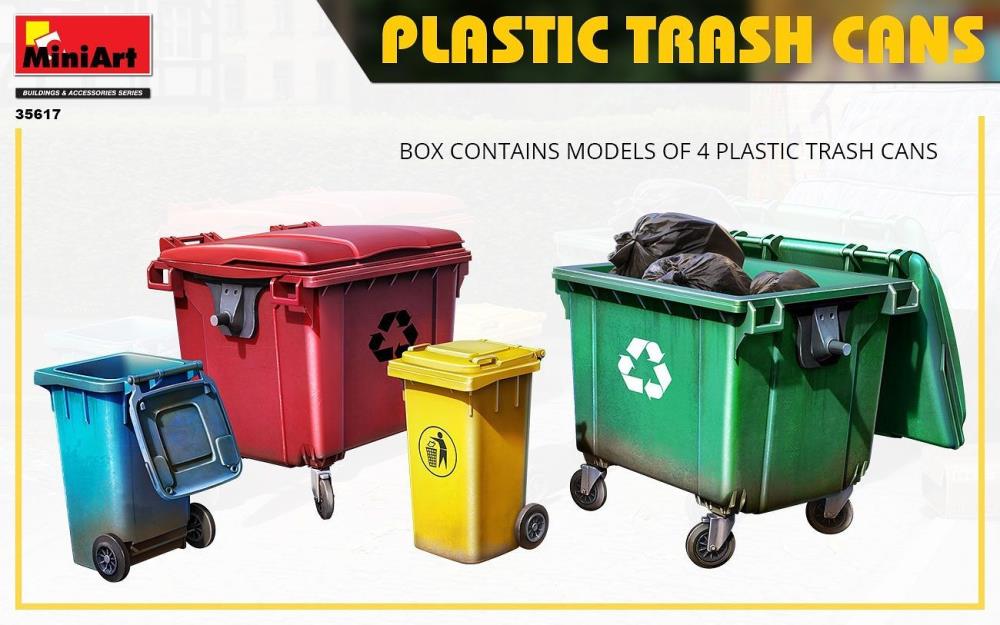 Buildings & Accessories Series Plastic Trash Can Model Kit Set Gallery Image 3