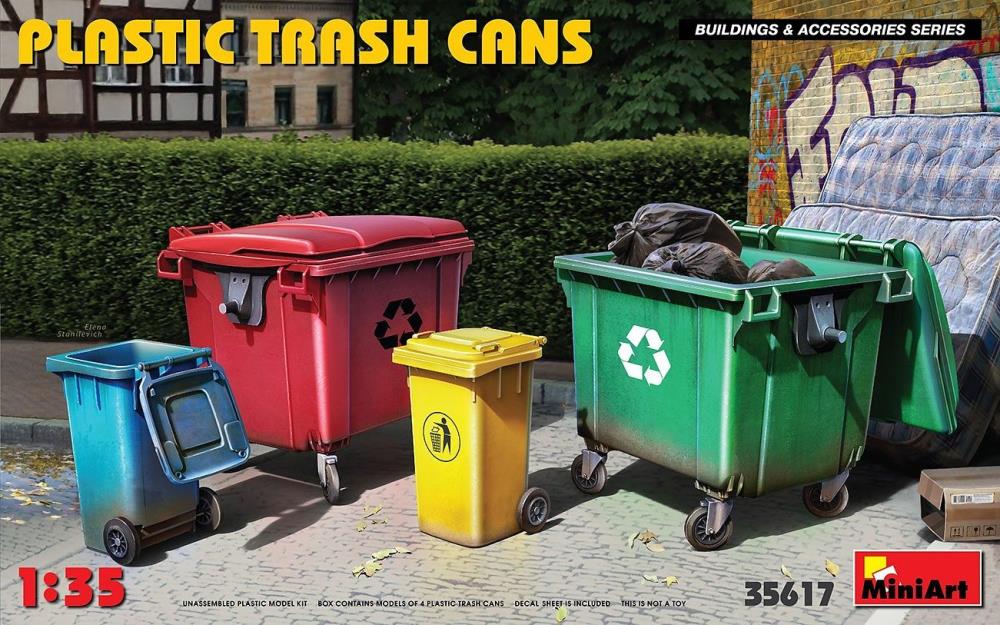 Buildings & Accessories Series Plastic Trash Can Model Kit Set Gallery Image 4