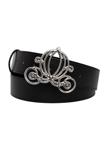 Disney Cinderella Carriage Silver Buckle with Black Strap Belt Gallery Image 2