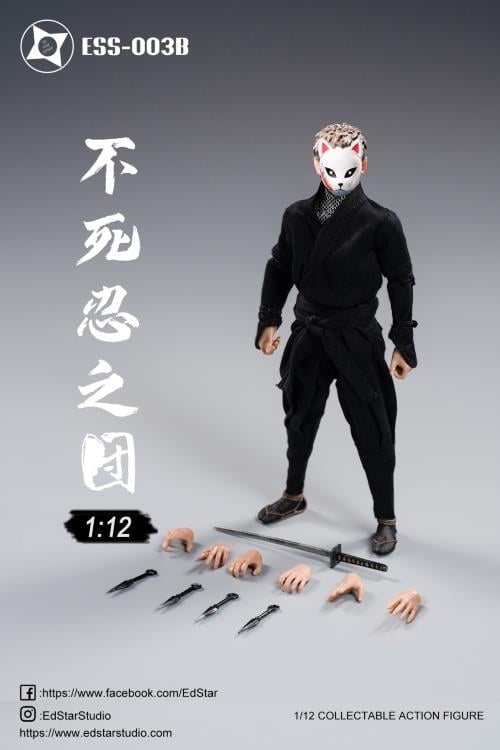 Undead Ninja Army White Fox Mask 1/12 Scale Figure (Black Ver.)