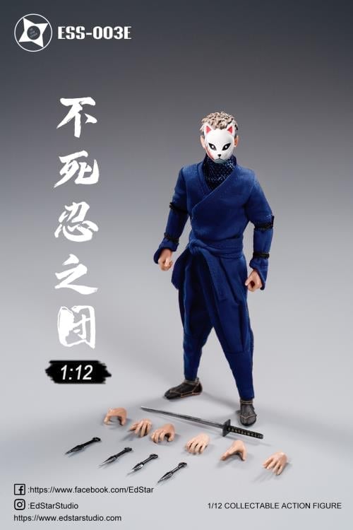 Undead Ninja Army White Fox Mask 1/12 Scale Figure (Dark Blue Ver.)
