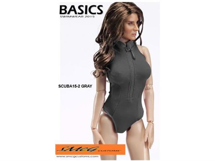 1/6 Scale Basics: Female 2015 Spandex Scuba Swimsuit - Gray Gallery Image 1