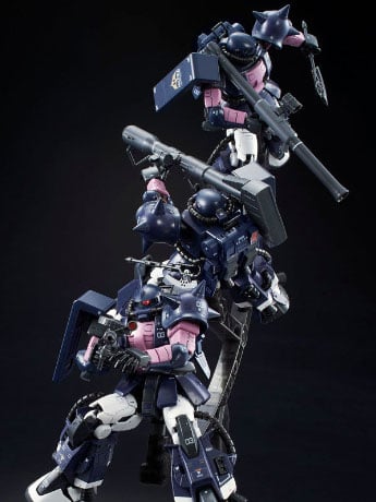 Gundam RG 1/144 Zaku II (Black Tri-Stars) & Triple Action Base Exclusive Model Kit Set Gallery Image 2