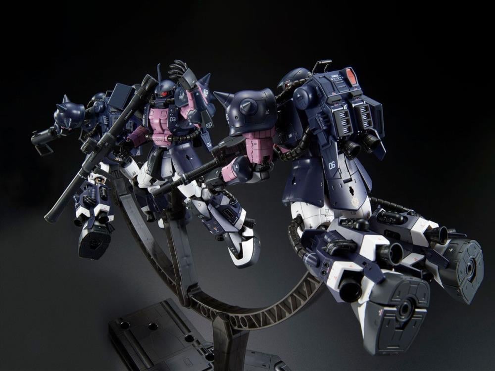 Gundam RG 1/144 Zaku II (Black Tri-Stars) & Triple Action Base Exclusive Model Kit Set Gallery Image 7