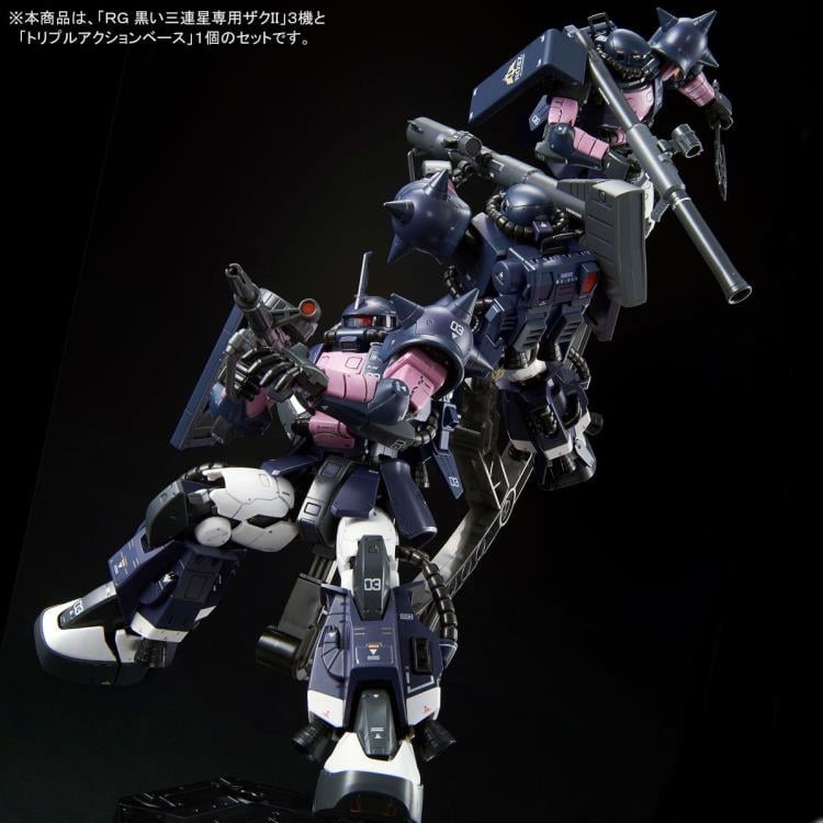 Gundam RG 1/144 Zaku II (Black Tri-Stars) & Triple Action Base Exclusive Model Kit Set Gallery Image 5
