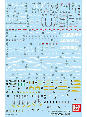 Mobile Suit Zeta Gundam Decal No.101 RG Zeta Gundam Multiuse Decal Sheets Gallery Image 2