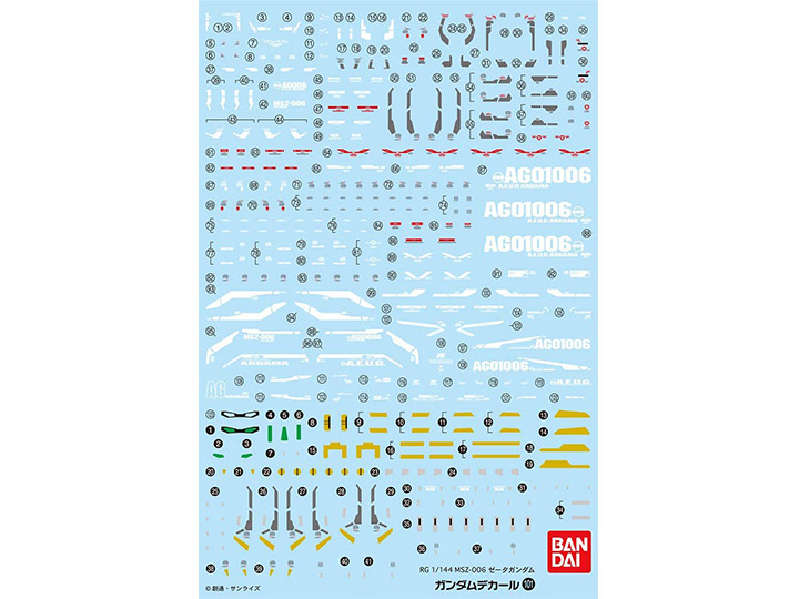 Mobile Suit Zeta Gundam Decal No.101 RG Zeta Gundam Multiuse Decal Sheets Gallery Image 1