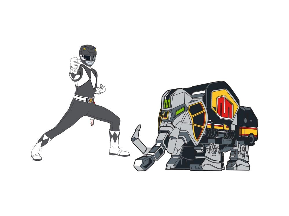 Mighty Morphin Power Rangers Black Ranger & Mastodon Dinozord Pin Set Gallery Image 3