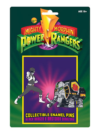 Mighty Morphin Power Rangers Black Ranger & Mastodon Dinozord Pin Set Gallery Image 2