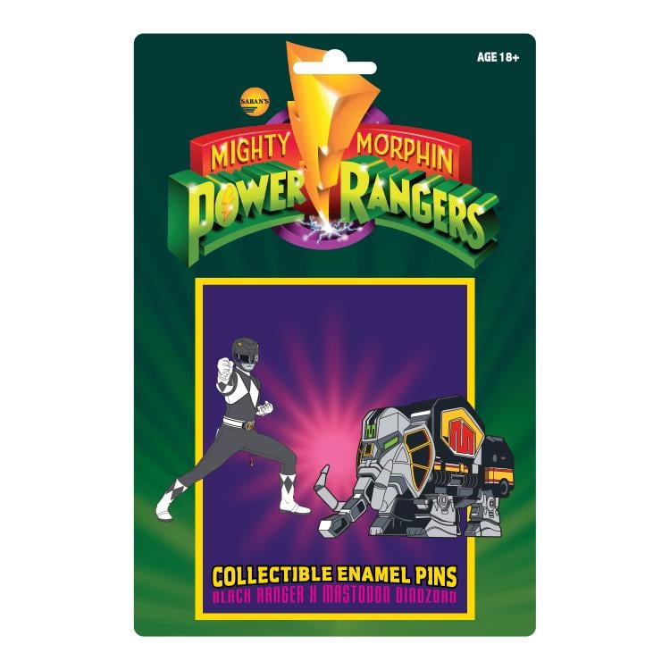 Mighty Morphin Power Rangers Black Ranger & Mastodon Dinozord Pin Set Gallery Image 4
