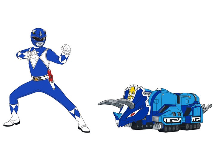 Mighty Morphin Power Rangers Blue Ranger & Triceratops Dinozord Pin Set Gallery Image 1