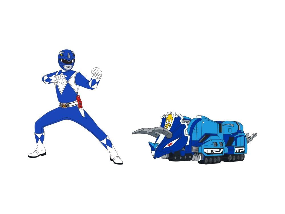 Mighty Morphin Power Rangers Blue Ranger & Triceratops Dinozord Pin Set Gallery Image 3