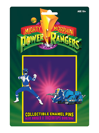 Mighty Morphin Power Rangers Blue Ranger & Triceratops Dinozord Pin Set Gallery Image 2