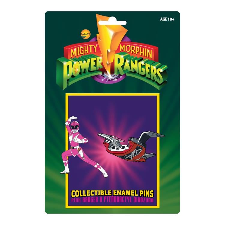 Mighty Morphin Power Rangers Pink Ranger & Pterodactyl Dinozord Pin Set Gallery Image 4