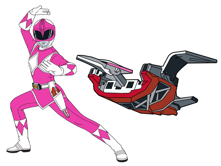 Mighty Morphin Power Rangers Pink Ranger & Pterodactyl Dinozord Pin Set Gallery Image 1
