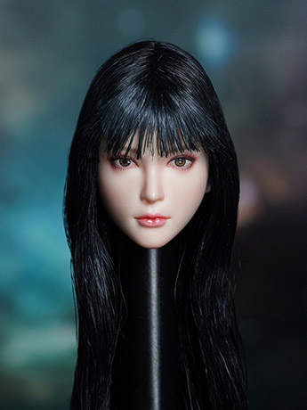 Asian Female 1/6 Scale Head Sculpt (Long Black Wavy Hair) Gallery Image 2