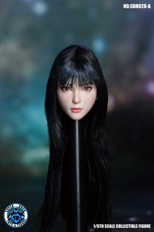 Asian Female 1/6 Scale Head Sculpt (Long Black Wavy Hair) Gallery Image 3
