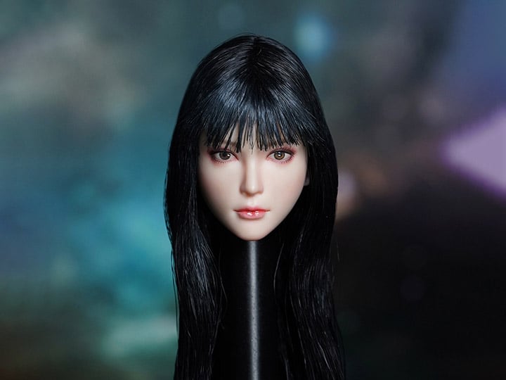 Asian Female 1/6 Scale Head Sculpt (Long Black Wavy Hair) Gallery Image 1
