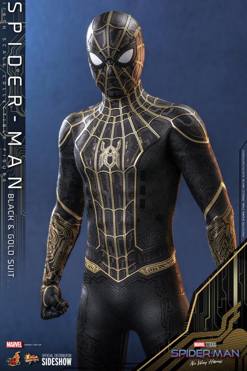 Spider-Man: No Way Home MMS604 Spider-Man (Black & Gold Suit) 1/6th Scale Collectible Figure Gallery Image 7