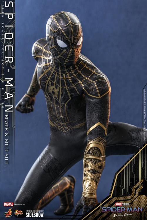 Spider-Man: No Way Home MMS604 Spider-Man (Black & Gold Suit) 1/6th Scale Collectible Figure Gallery Image 8