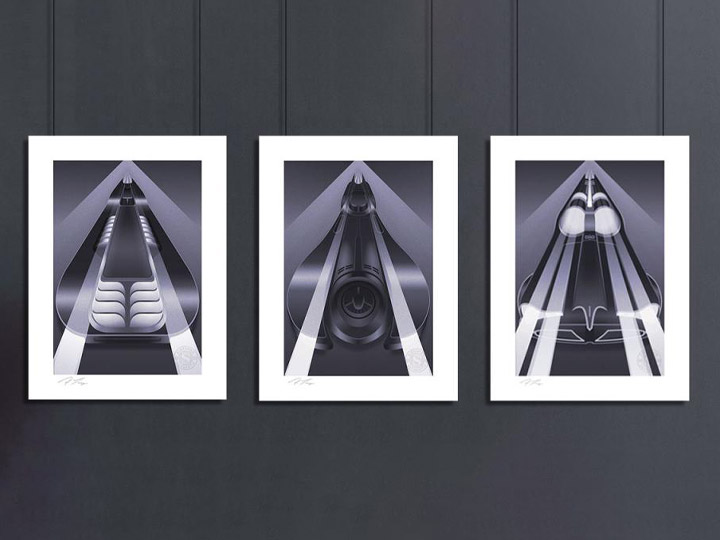 DC Comics Batmobile Set of 3 Art Prints (Small Ver.) Gallery Image 1