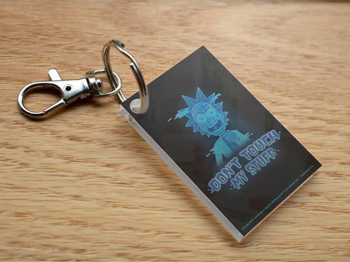 Rick and Morty Don't Touch My Stuff Acrylic Keychain Gallery Image 1