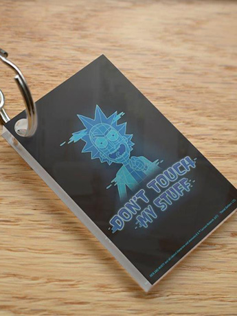 Rick and Morty Don't Touch My Stuff Acrylic Keychain Gallery Image 2